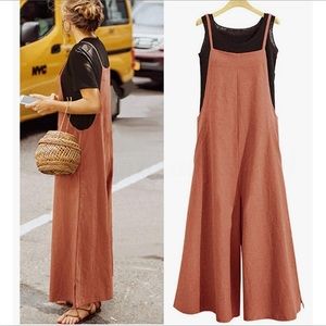 NWT 100% Cotton Loose Slouchy Lightweight Bib Overall Jumpsuit Size Large